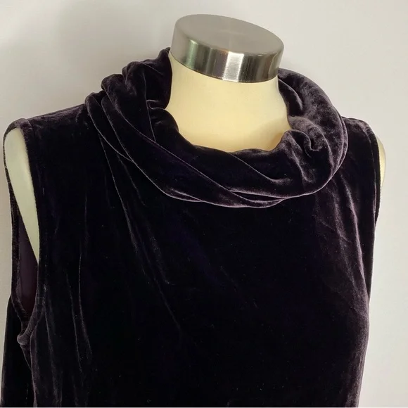 Eileen Fisher Purple Silk Velvet Sleeveless Top - Picture 5 of 9